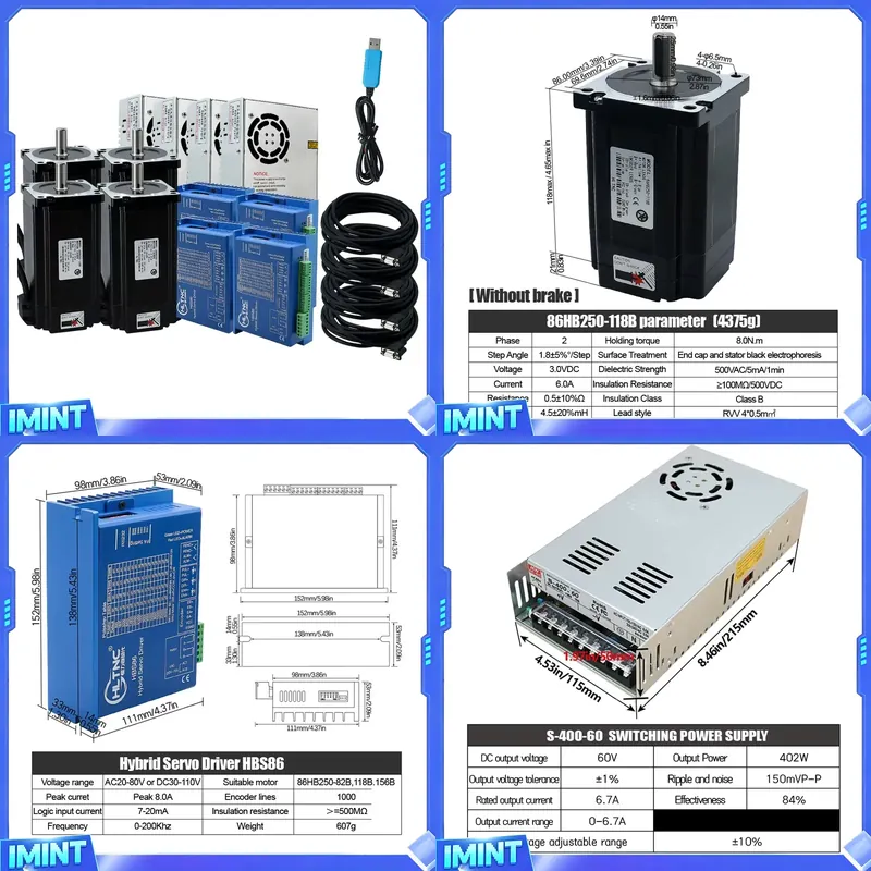 Hybrid Servo Driver Nema 34 8.5Nm - 4 Eksenli Nema 34 Kapalı Döngü