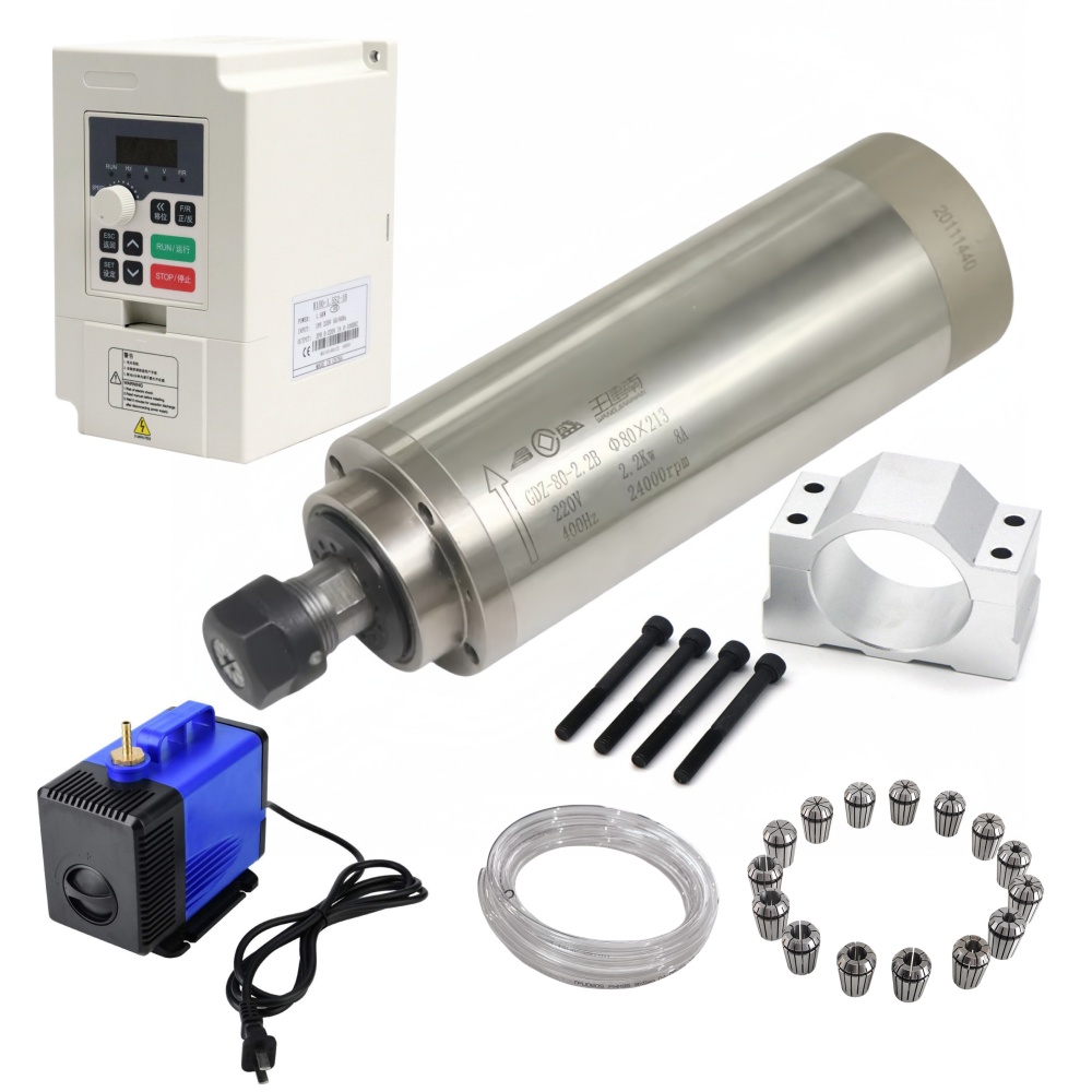 2.2Kw Water Cooled Spindle Kit Vfd - GDZ-80-2.2B 80mm 2.2KW ER20 Su Soğutmalı