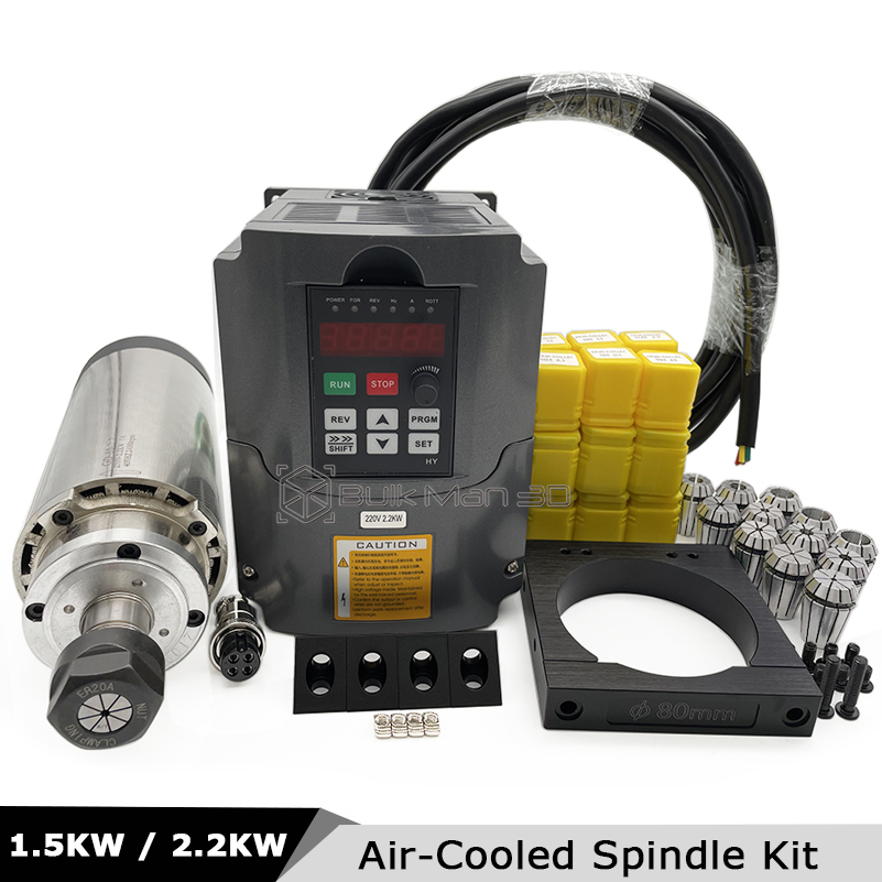 Air Cooled 1.5Kw Spindle Motor Inverter 110V - 2.2KW 1.5KW Hava Soğutmalı CNC Mili