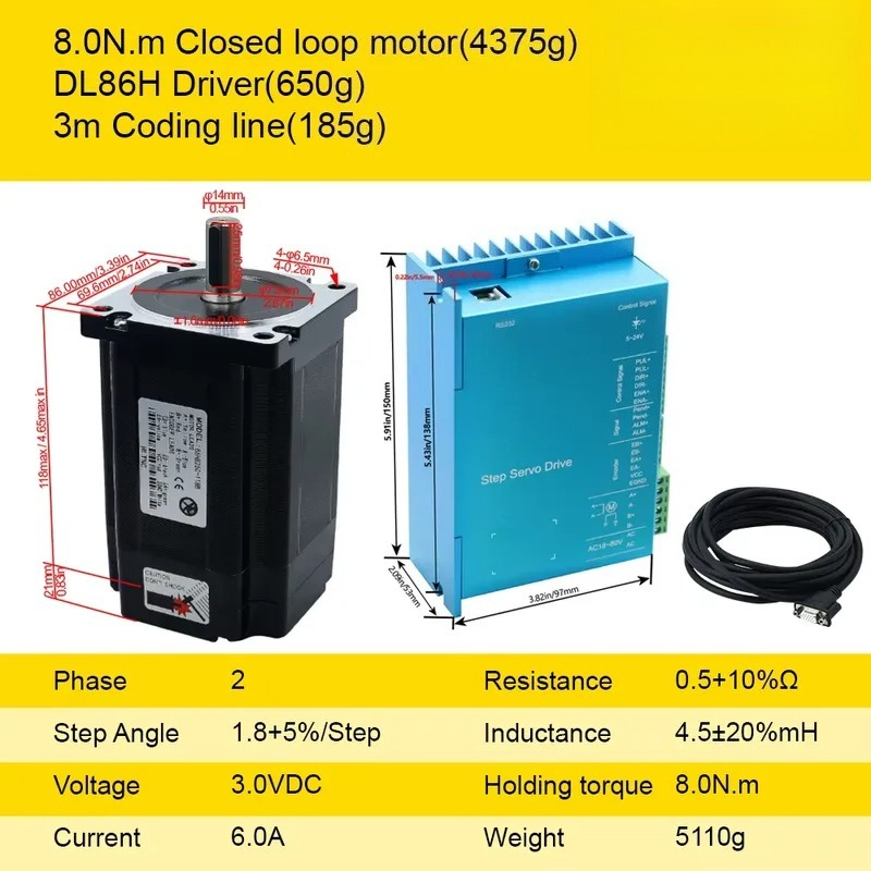 Hybrid Servo Driver Nema 34 8.5Nm - Endüstriyel Nema 34 Kapalı Döngü Step