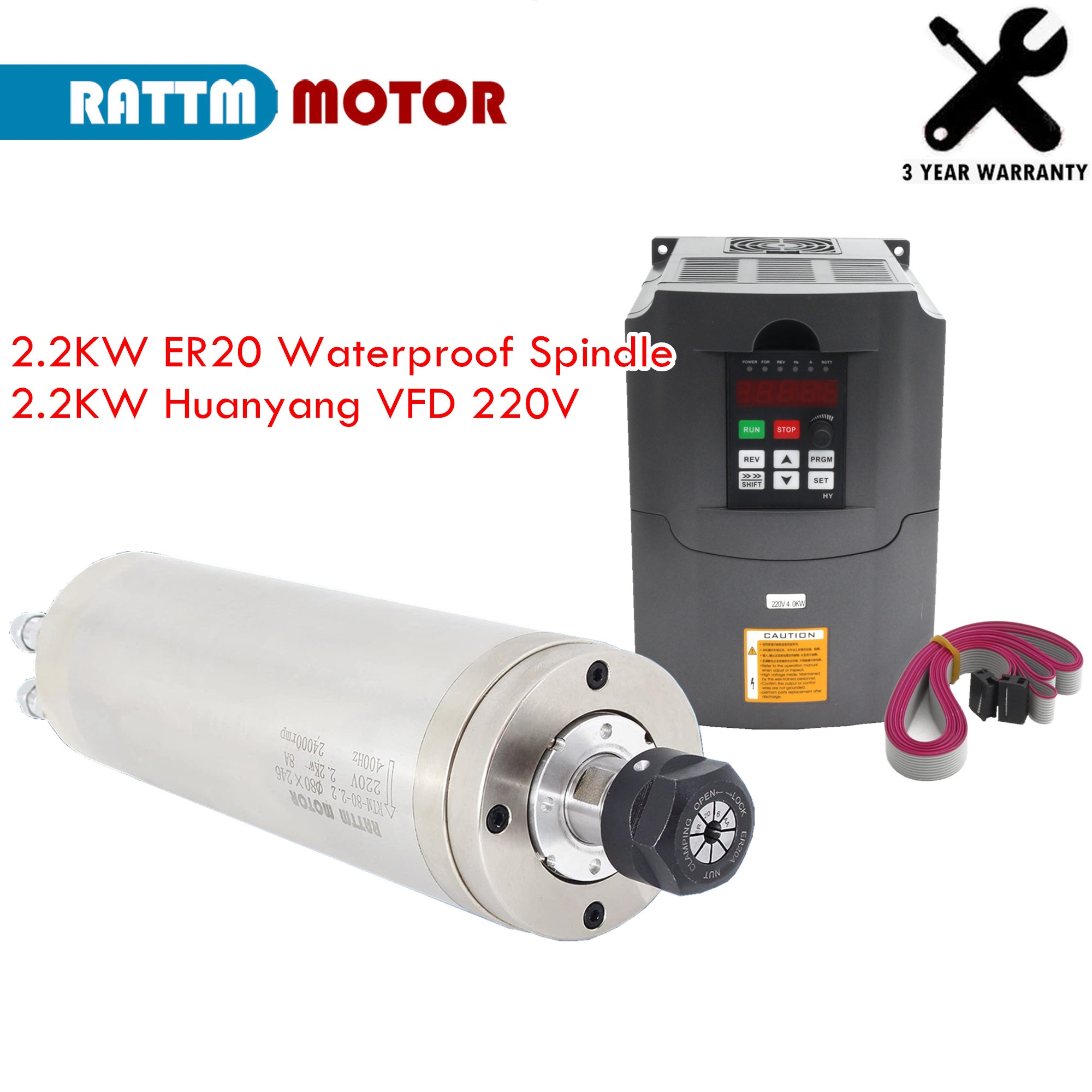 2.2Kw Water Cooled Spindle Kit Vfd - Su geçirmez Su Soğutmalı CNC mili