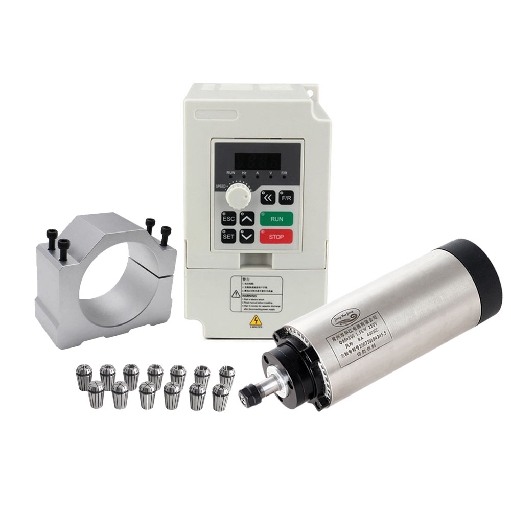 Air Cooled 1.5Kw Spindle Motor Inverter 110V - CNC Mili Motor Kiti 80MM 1.5KW