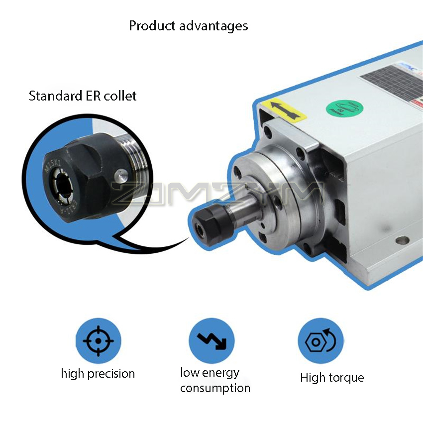 1.5KW HIZ80x73-1.5 Kare Hava S - Air Cooled 1.5Kw Spindle Motor Inverter 110V incelemesi ve fiyatı