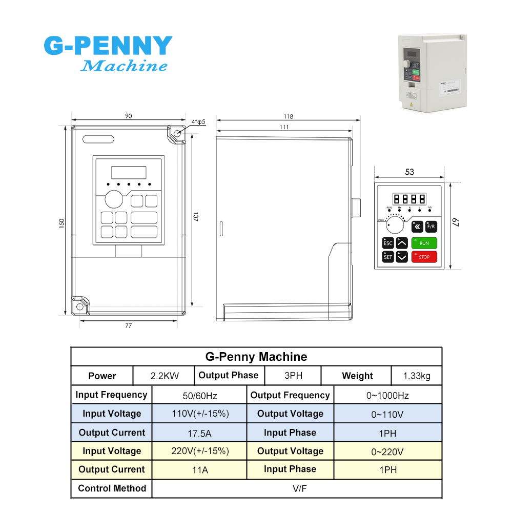 G-Penny 2.2KW ER20 Bullet Su S - 2.2Kw Water Cooled Spindle Kit Vfd incelemesi ve fiyatı