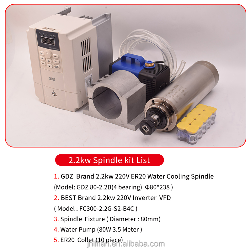 Motor İnvertör VFD Kiti Cnc Sp - 2.2Kw Water Cooled Spindle Kit Vfd incelemesi ve fiyatı