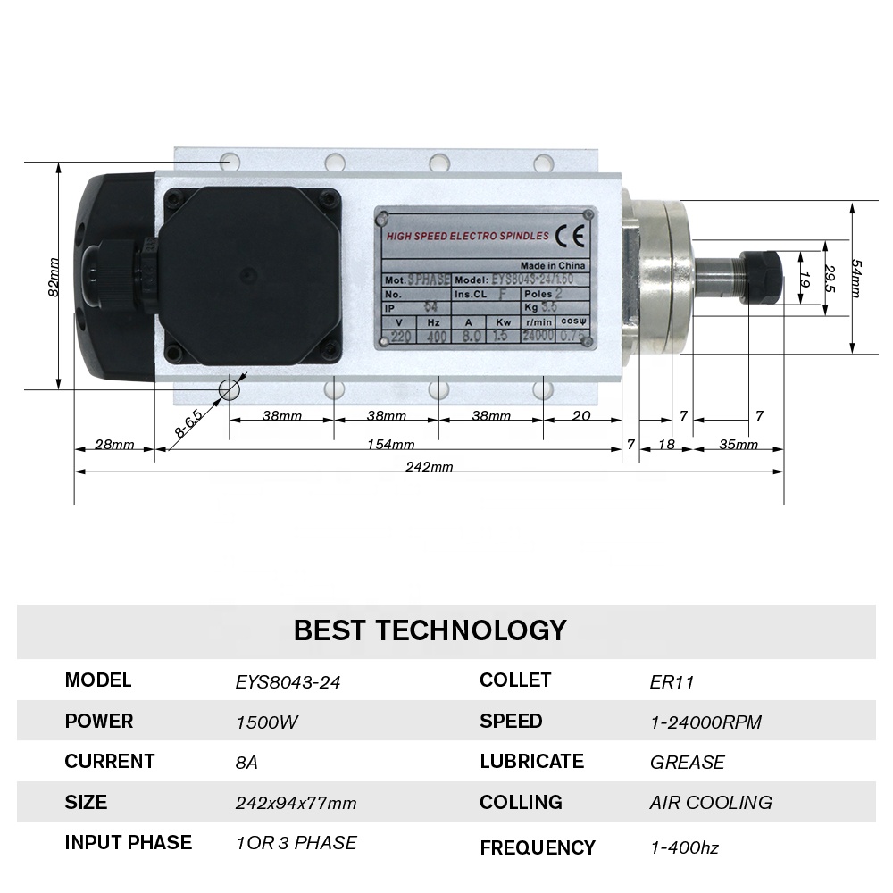 HLTNC 1.5kw Flaş Hava Soğutmal - Air Cooled 1.5Kw Spindle Motor Inverter 110V incelemesi ve fiyatı