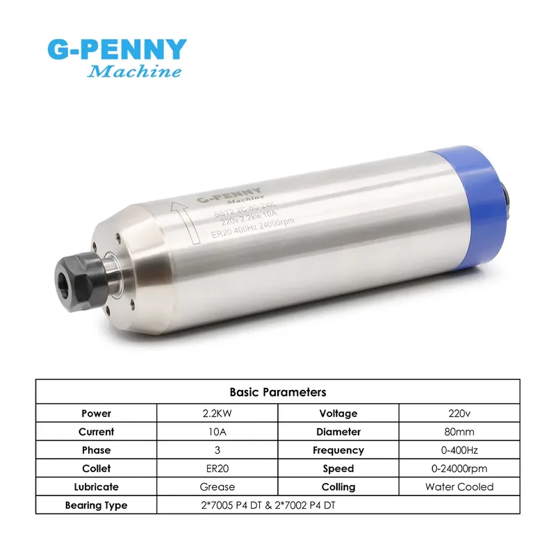 G-penny 2.2KW ER20 D80 Ahşap İ - 2.2Kw Water Cooled Spindle Kit Vfd incelemesi ve fiyatı