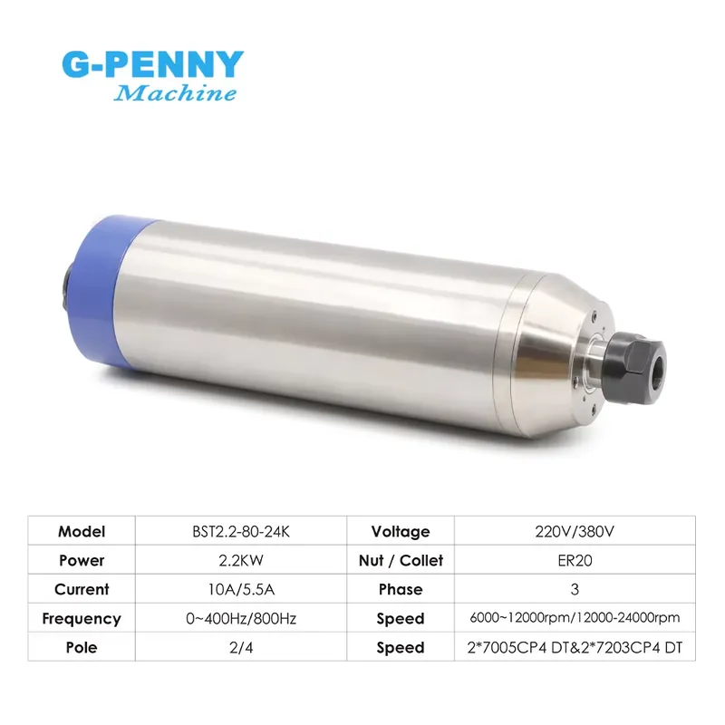 G-Penny 2.2kw ER20 D80 12000rp - 2.2Kw Water Cooled Spindle Kit Vfd incelemesi ve fiyatı
